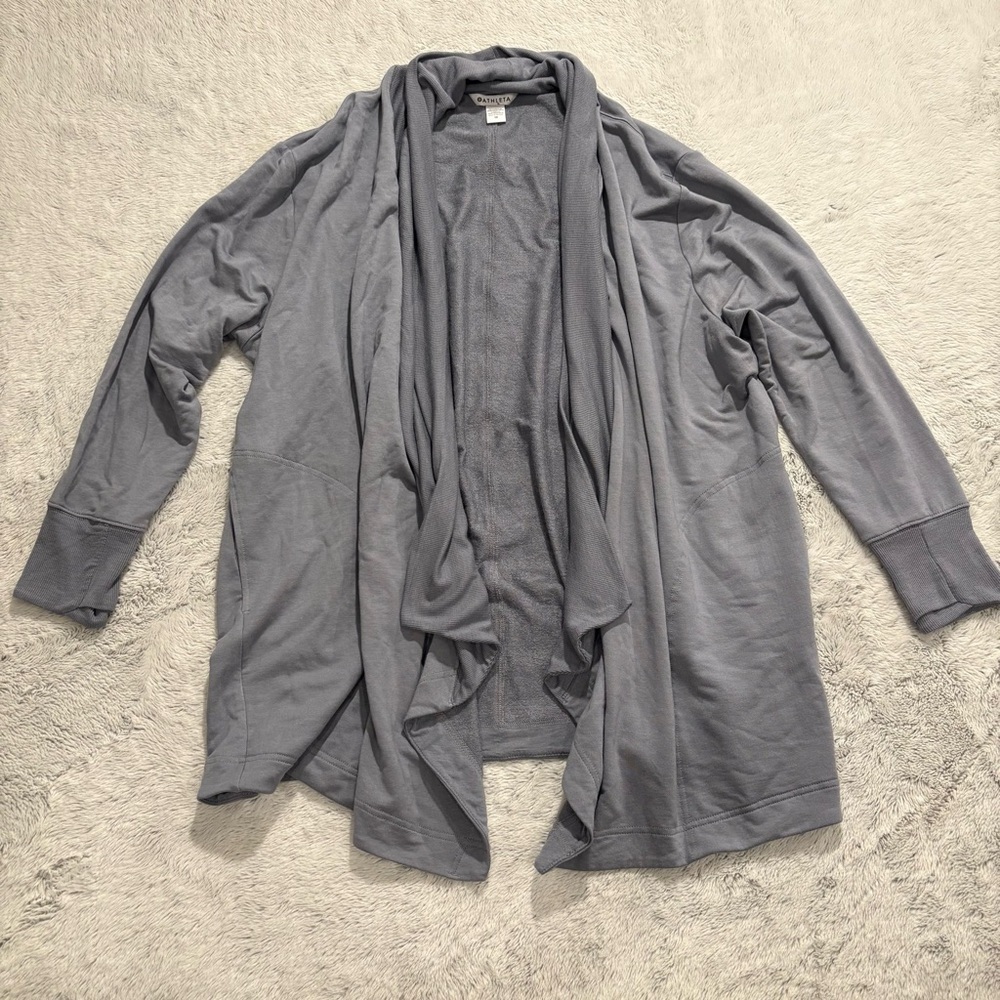 Athleta Light Gray Open-Front Draped Cardigan